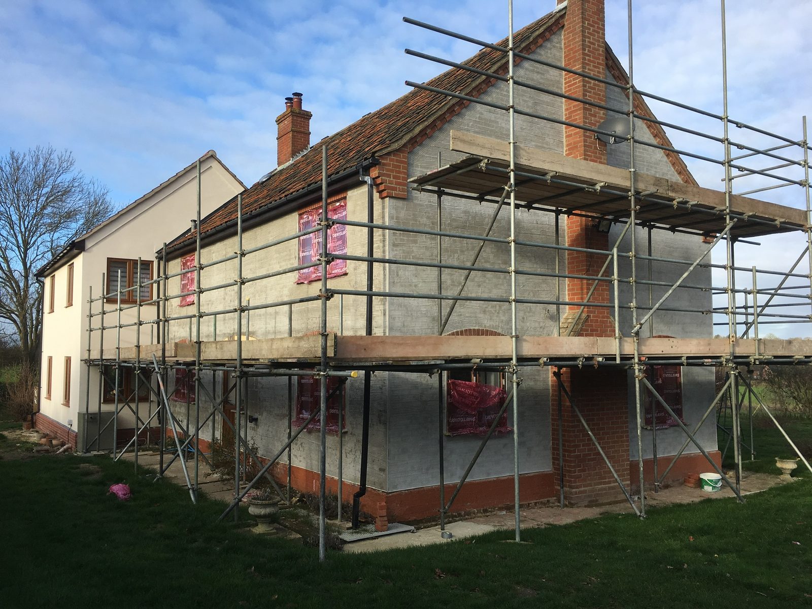 K-Rend rendering in progress in Suffolk